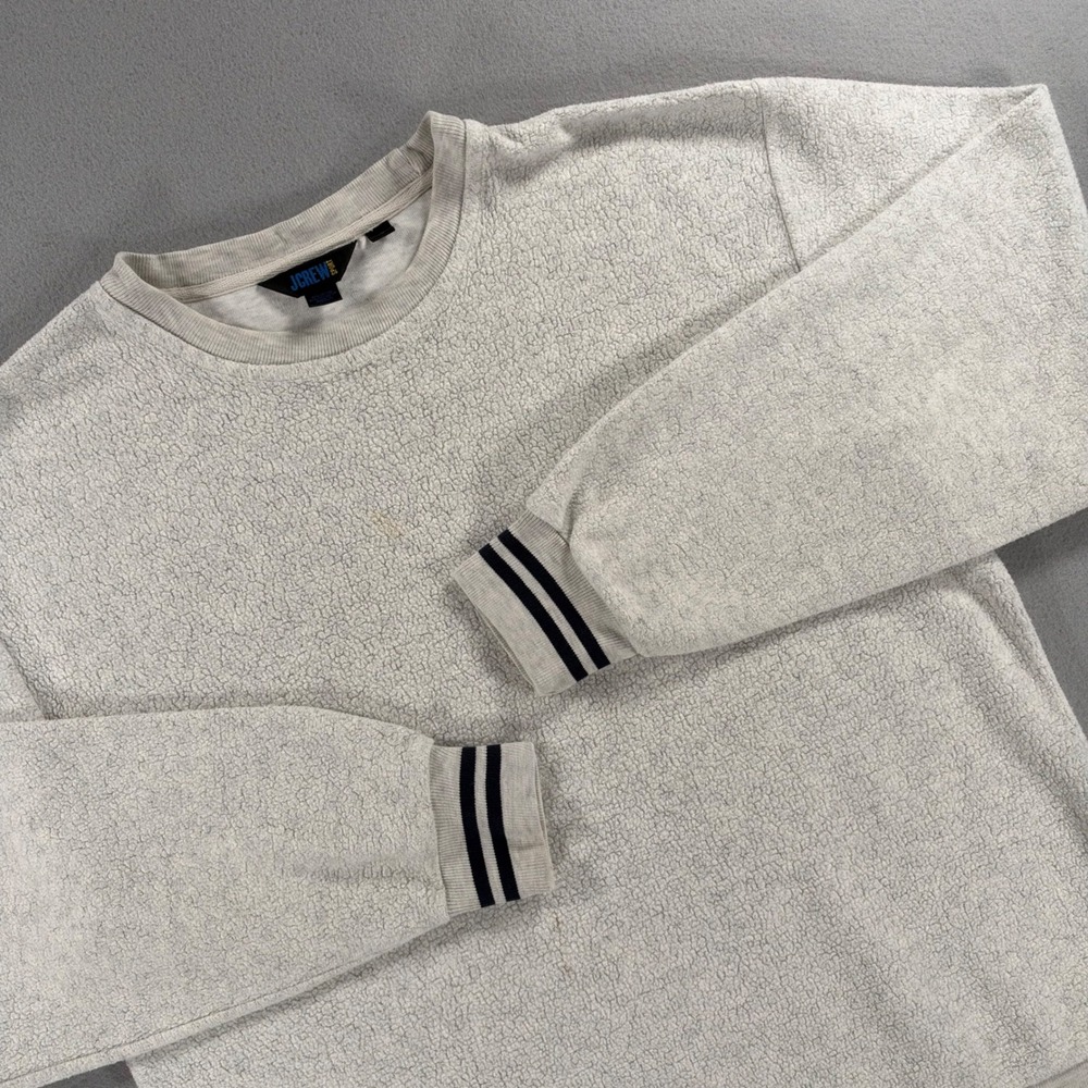 Vintage 90s J.Crew Sport Sherpa Fleece Crewneck Sweatshirt L Cream
